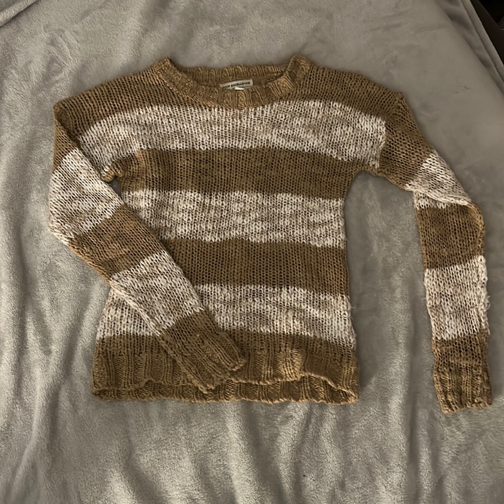 Beige and white striped sweater